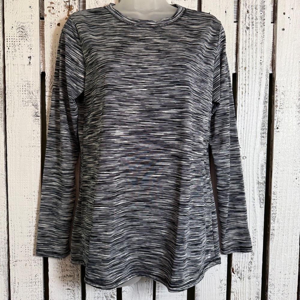 BCG Tru Wick Activewear Long Sleeve Top Women’s Size Large‎ Black White Layering